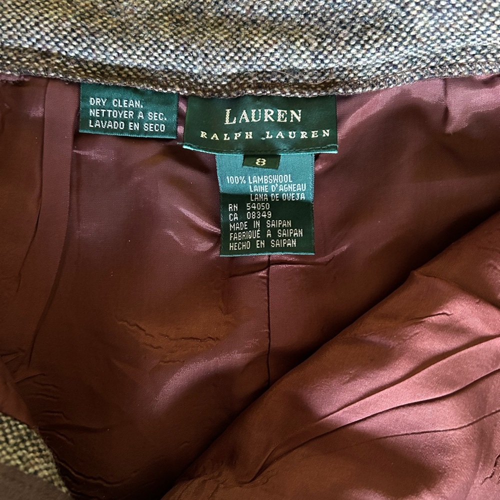 Vintage Ralph Lauren Brown Tweed 100% Lamb’s Wool Pencil Skirt - Picture 3 of 9